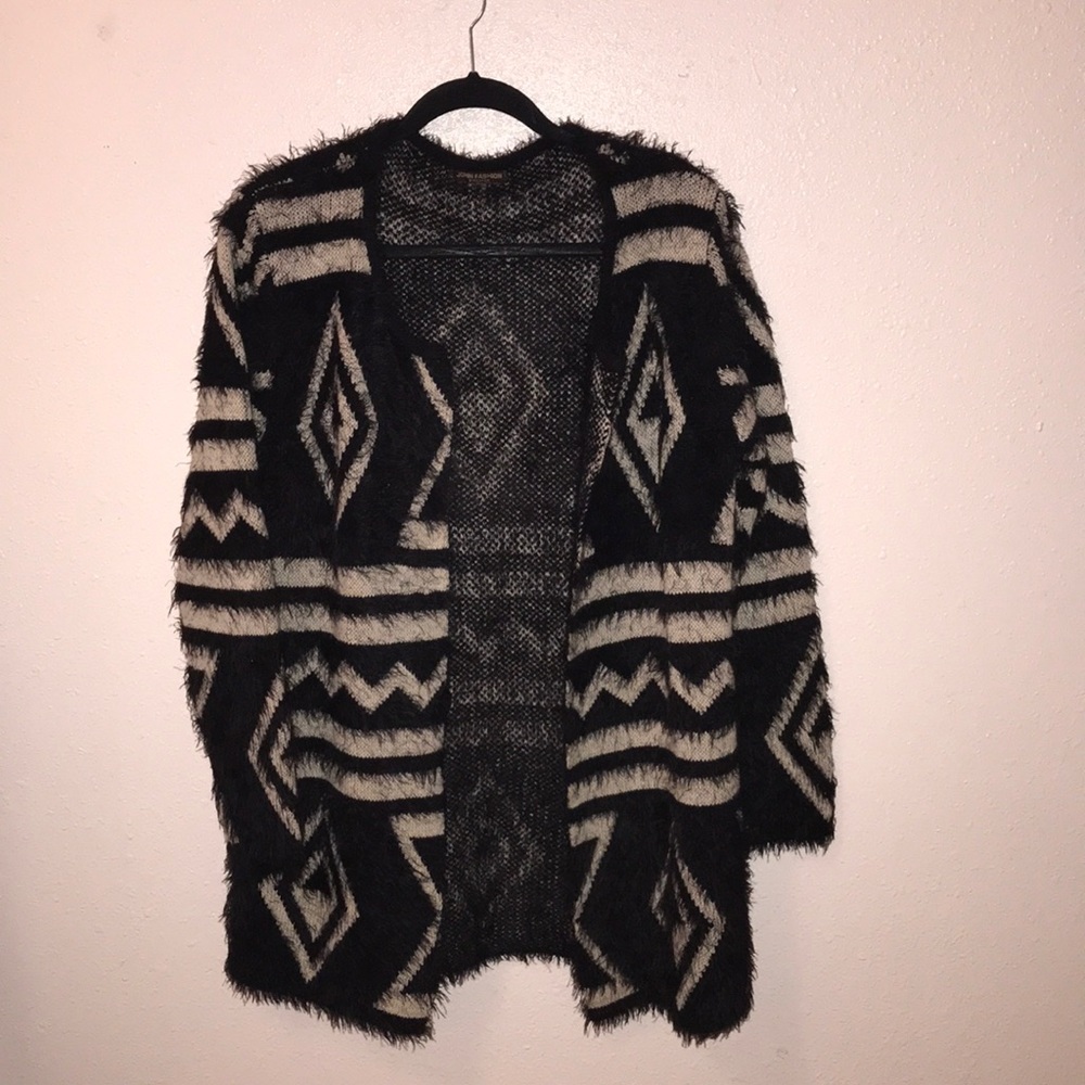 Patterned boho cardigan.
